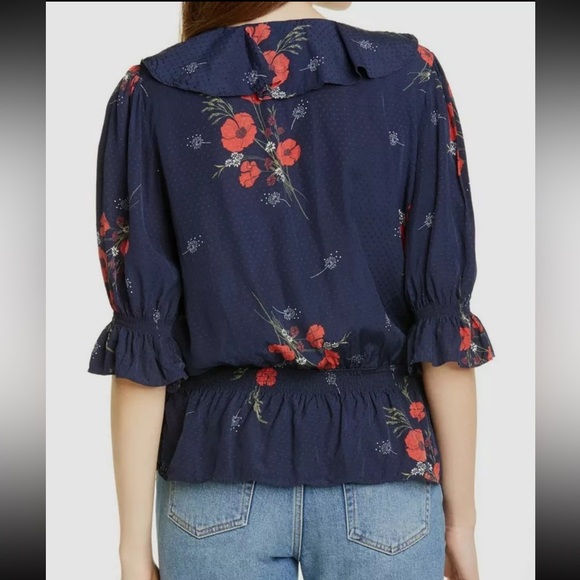 Joie Ottoline Floral-Print Embroidered Top Sz S - Picture 4 of 16